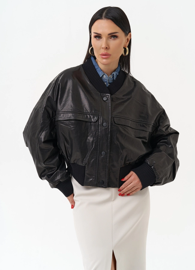 Женская куртка бомбер из натуральной кожи модель № 30097 в кредит