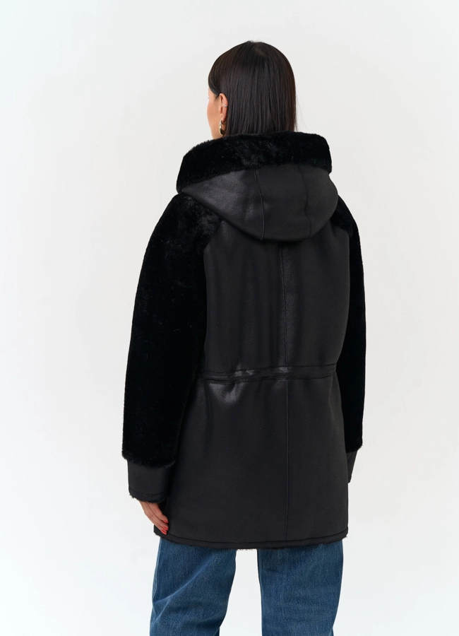 фото Женская дубленка из эко замши модель № 33901