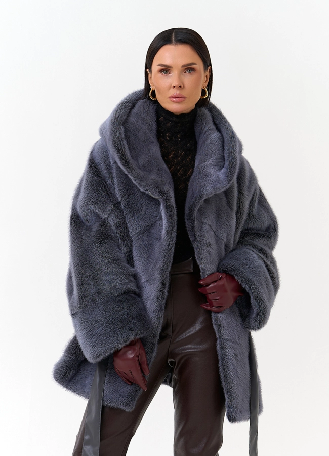 Женская норковая шуба с капюшоном модель № 33702 универмаг малина фото