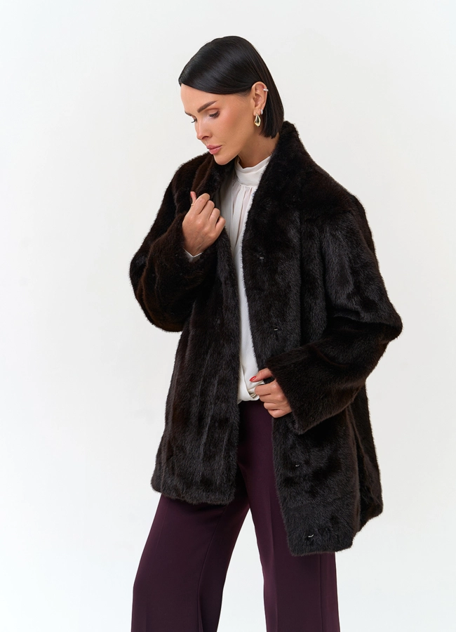 Женское пальто из эко меха модель № 33868 универмаг малина