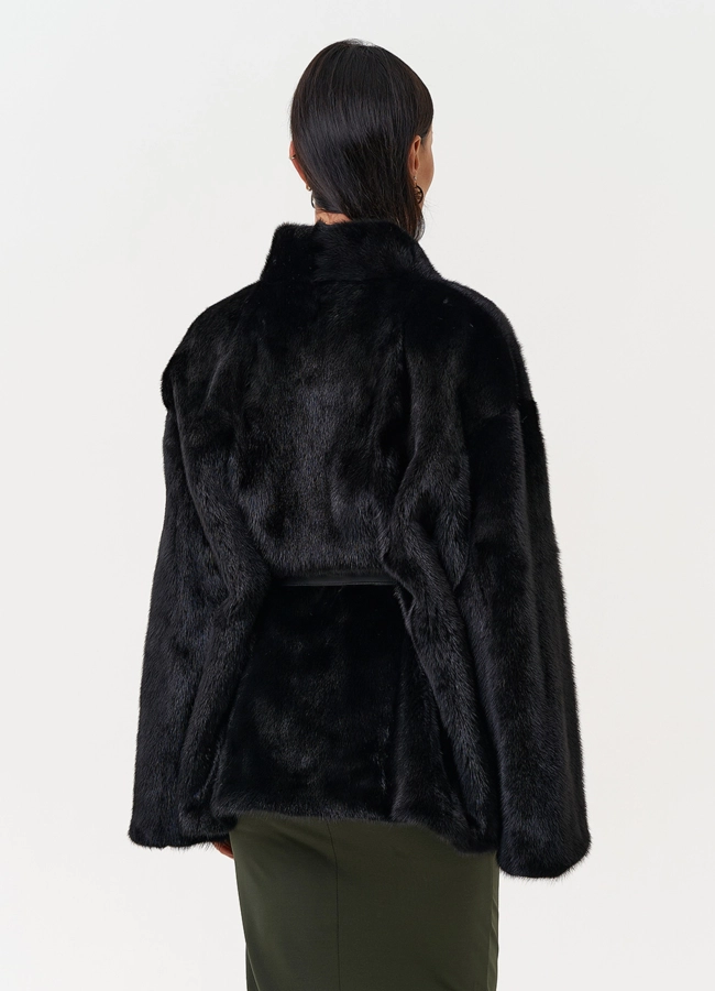 Норковый жакет черного цвета модель № 31179 в кредит