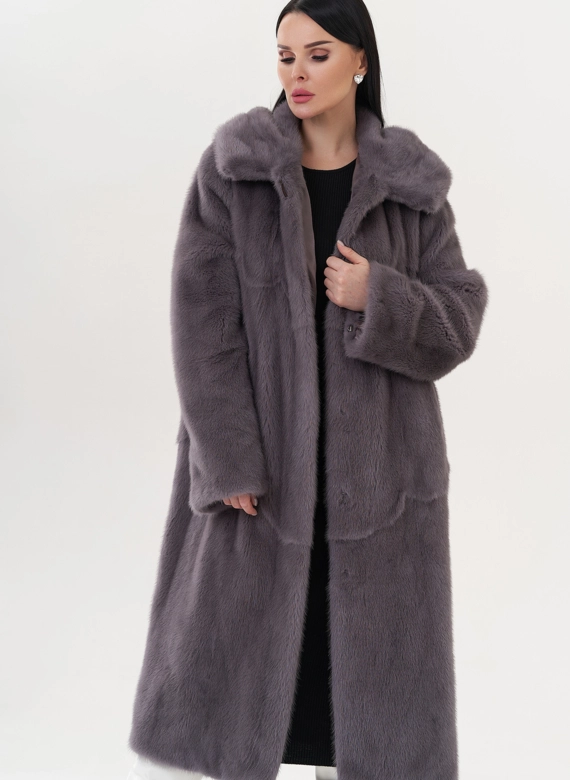 Шуба из норки с капюшоном фото