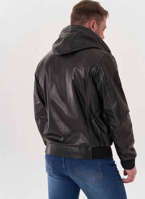 Мужская кожаная куртка "бомбер"