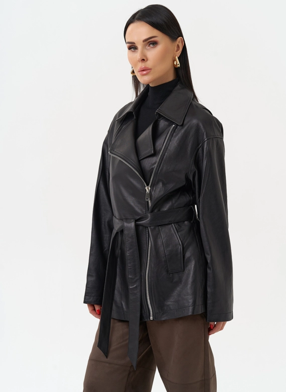 Куртка из натуральной кожи с поясом