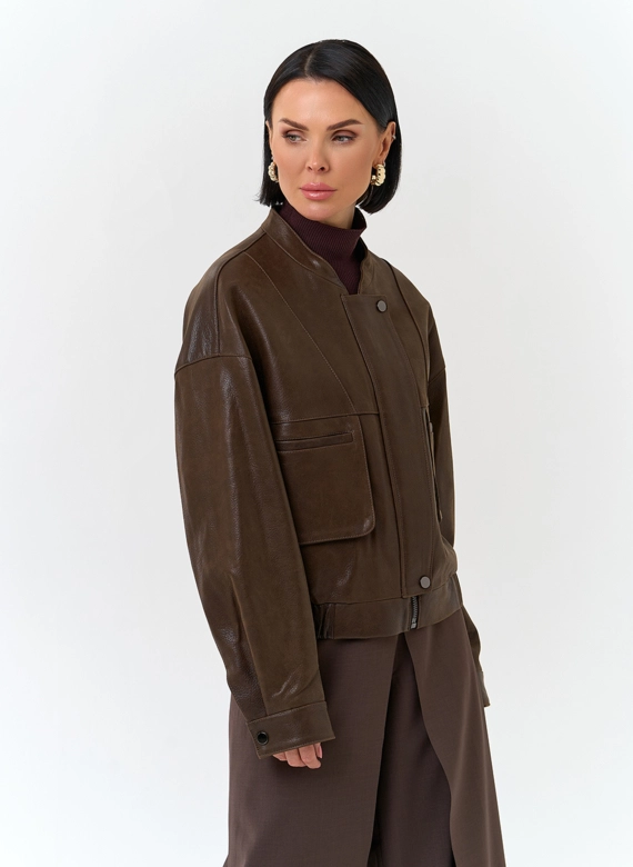 Женская куртка бомбер из натуральной кожи