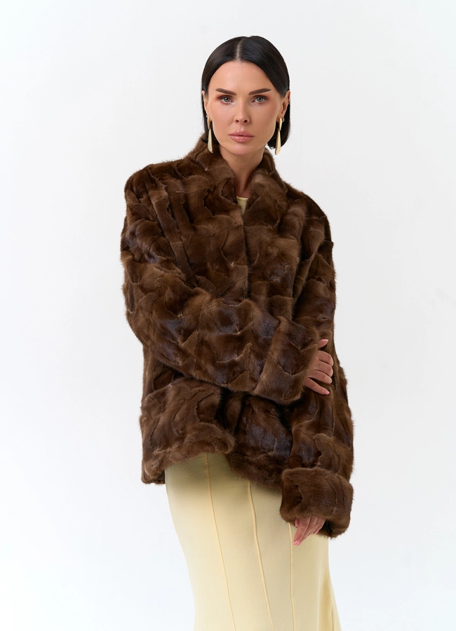 фото Жакет из меха частей норки модель № 33785